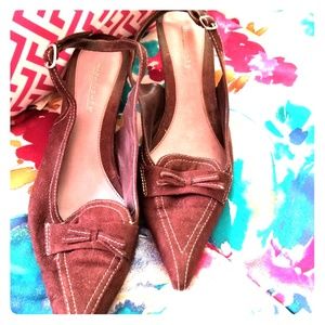 Highlights, Brown Pointy Toe Sling-Back Mules